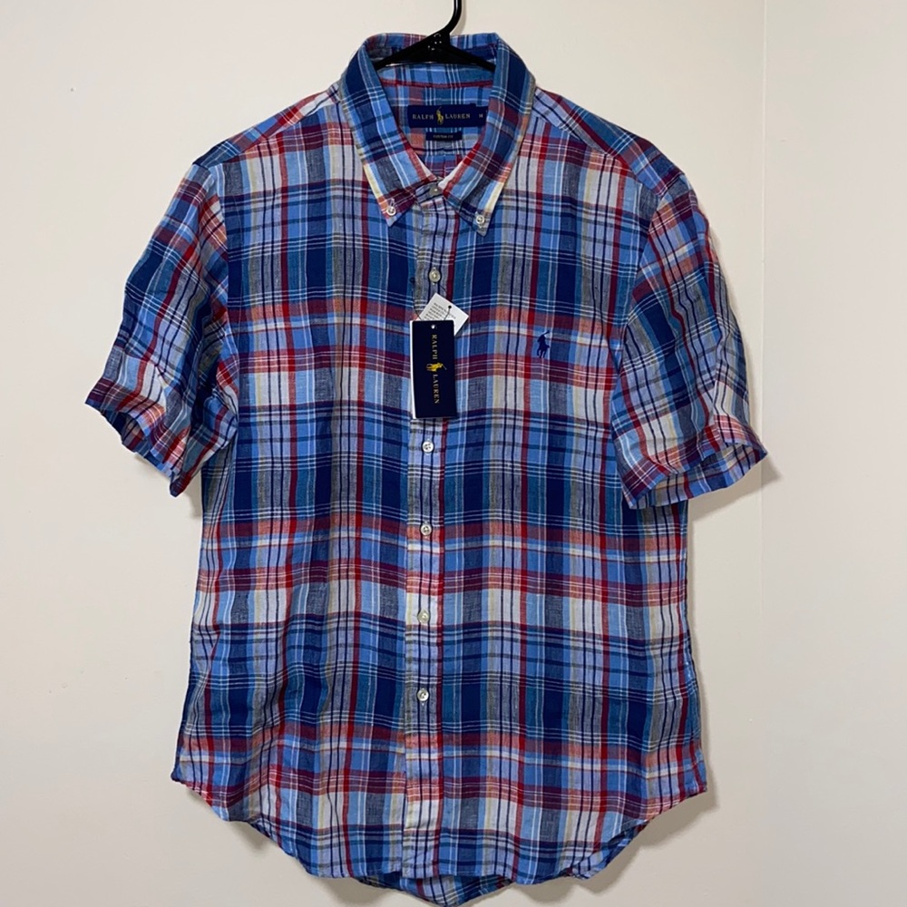 NWT Polo Ralph Lauren 100% Linen Plaid Woven Short